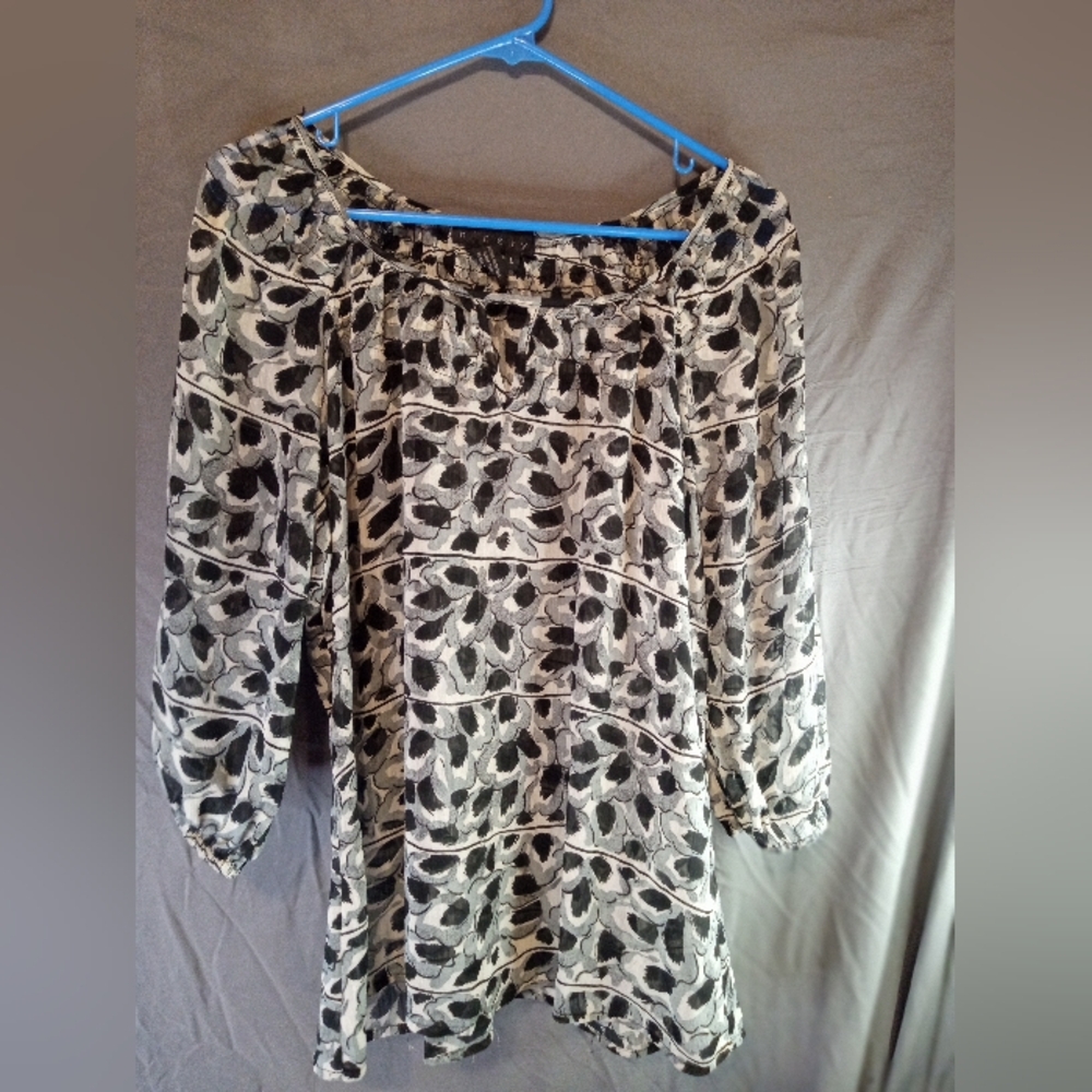Ninety  Black and White Retro Sheer Women's Top